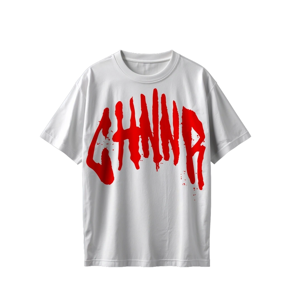 "THE OVERSIZED TEE" - WHITE/RED