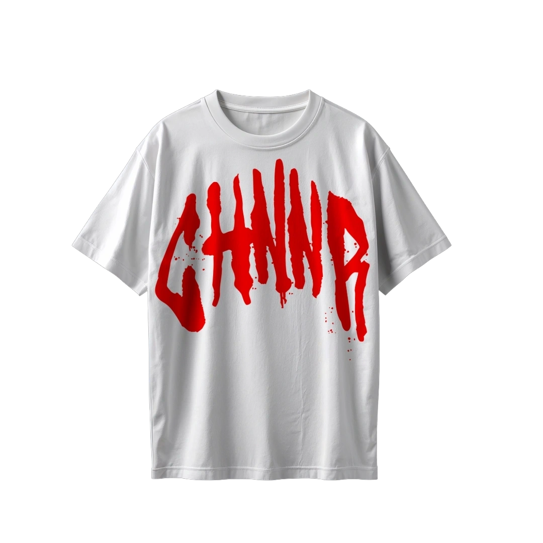 "THE OVERSIZED TEE" - WHITE/RED