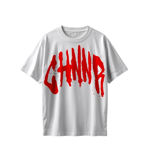 "THE OVERSIZED TEE" - WHITE/RED