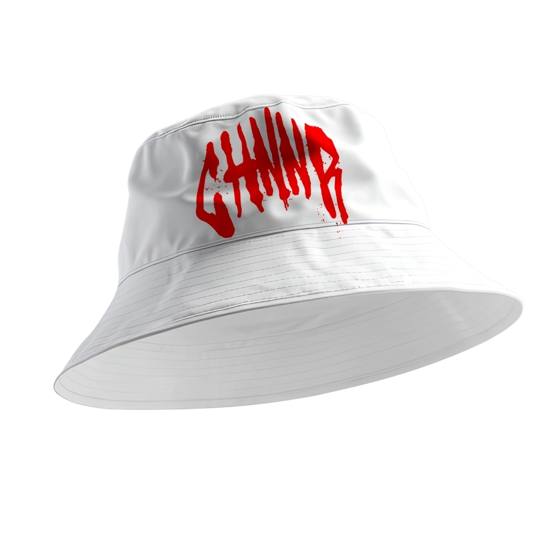 "THE BUCKET HAT" - WHITE/RED