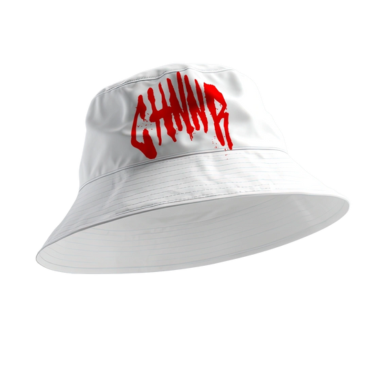 "THE BUCKET HAT" - WHITE/RED