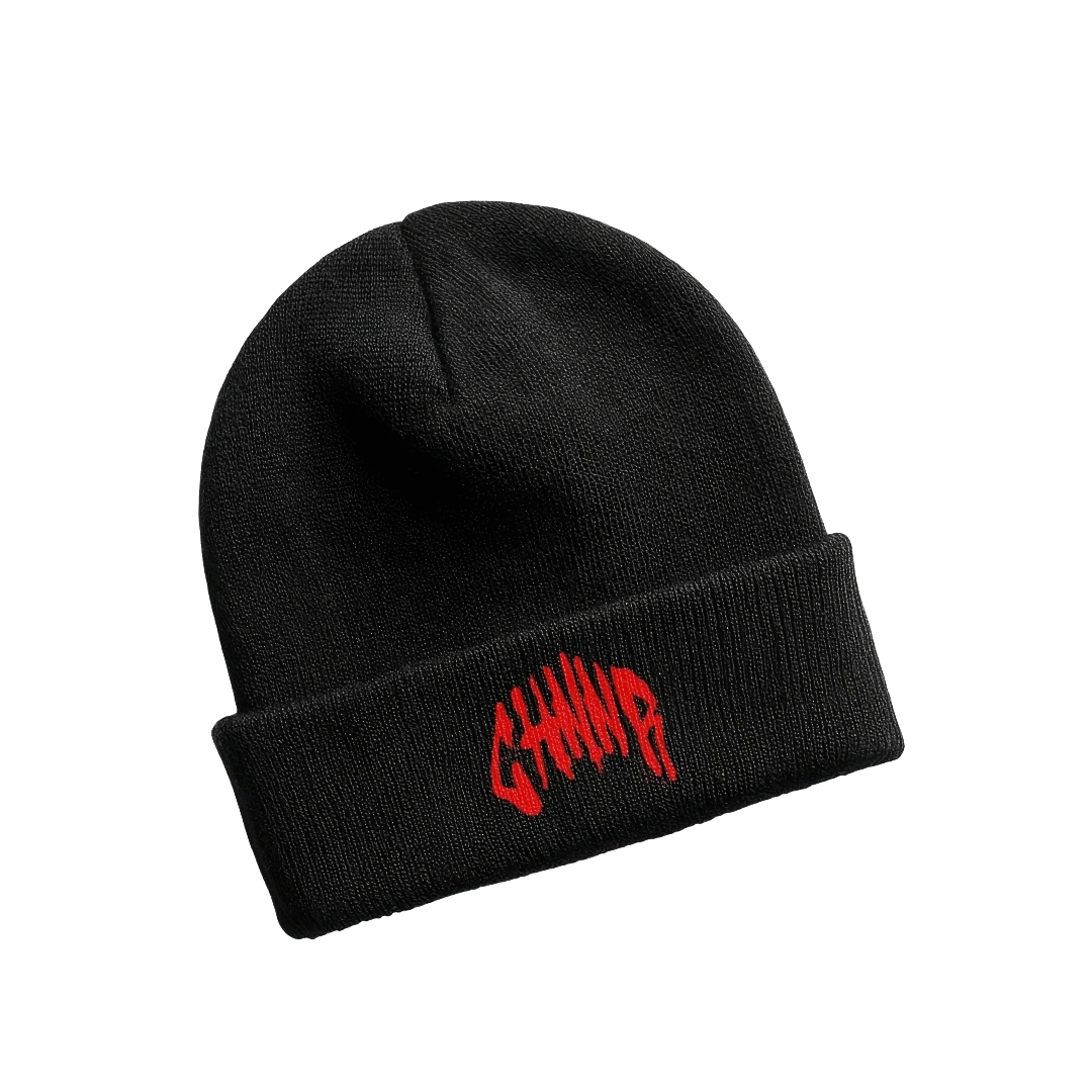 "THE BEANIE" - BLACK/RED
