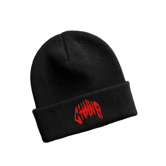 "THE BEANIE" - BLACK/RED