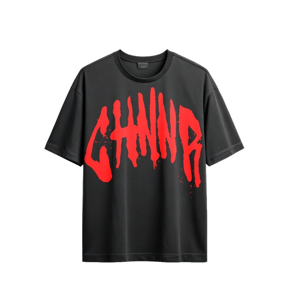 "THE OVERSIZED TEE" - BLACK/RED