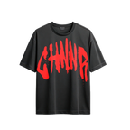 "THE OVERSIZED TEE" - BLACK/RED