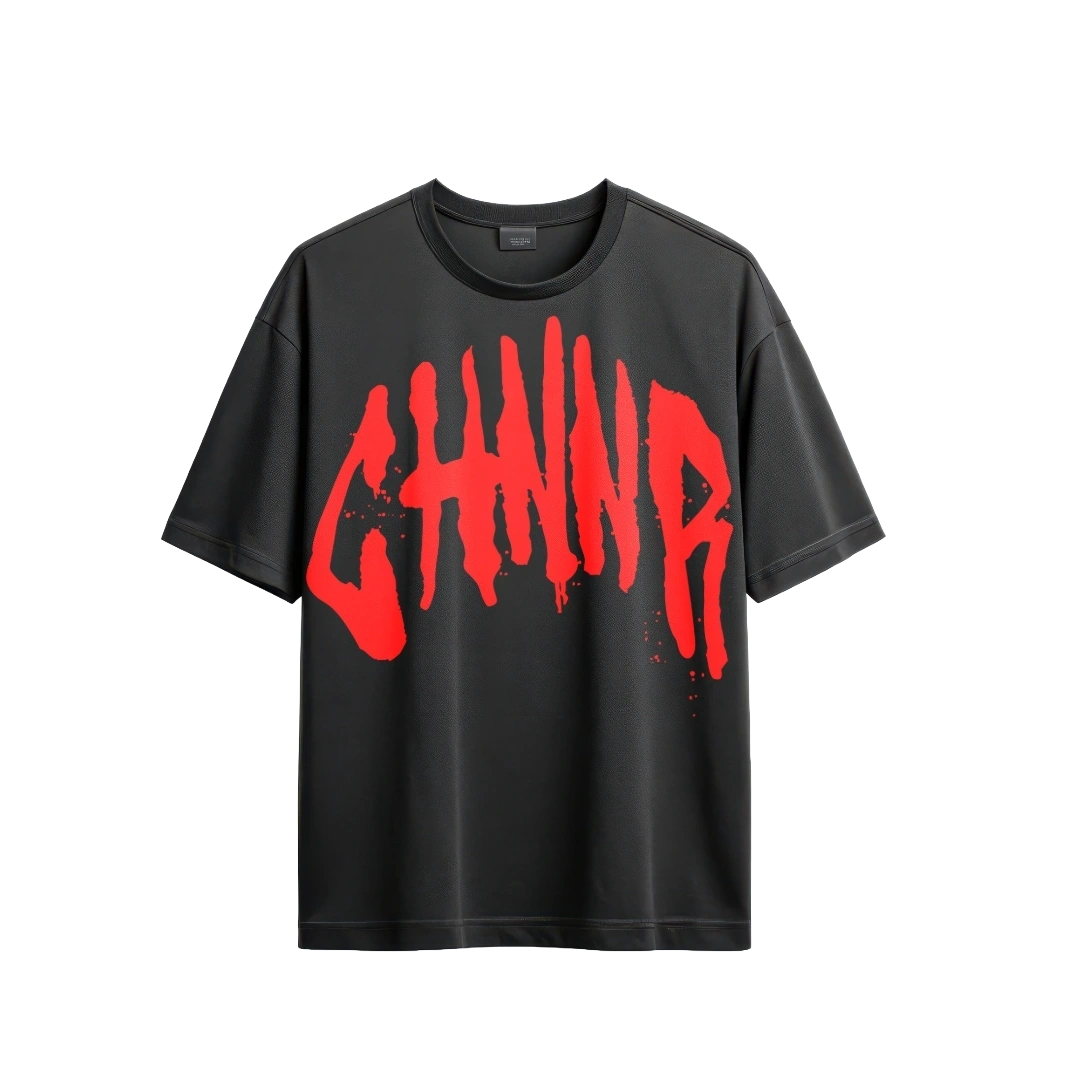 "THE OVERSIZED TEE" - BLACK/RED